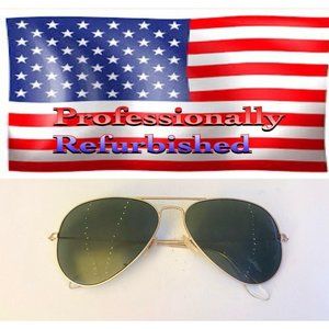 Ray Ban RB3025 Matte Gold Aviator Sunglasses w New